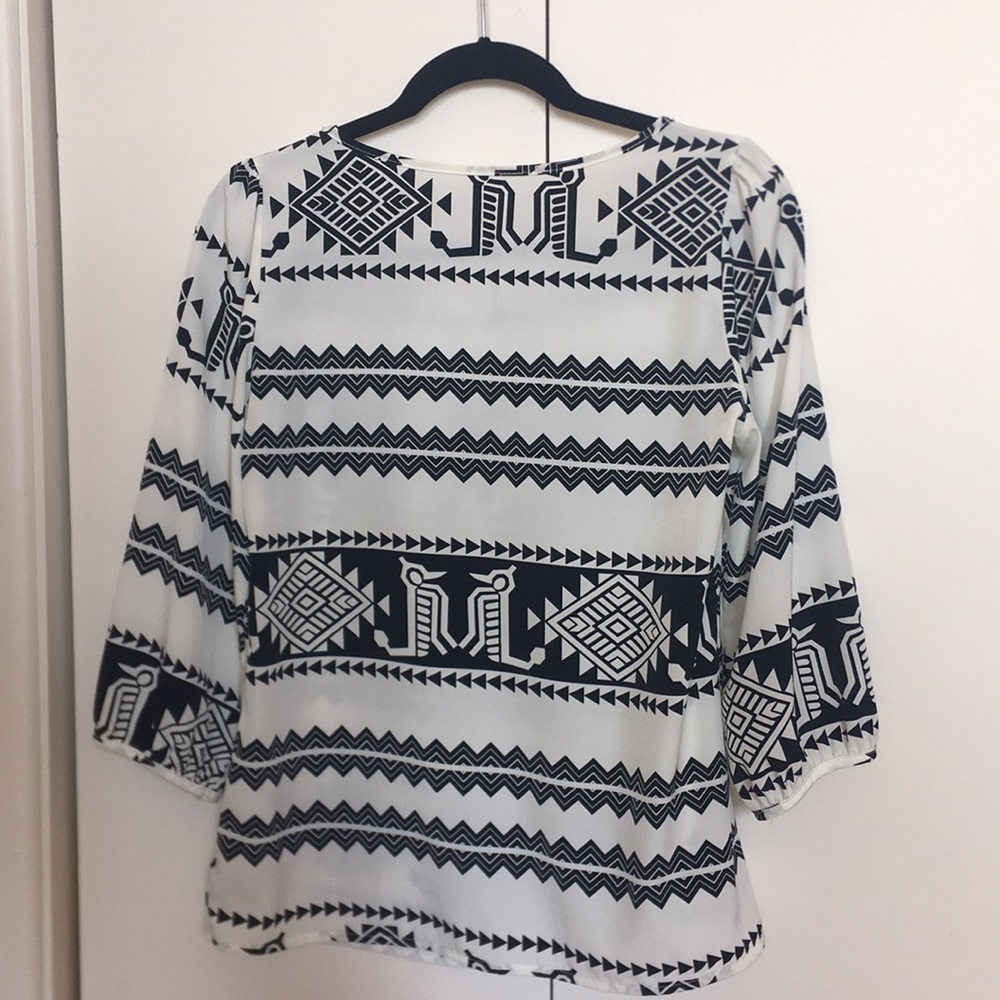 Black and white tribal pattern blouse